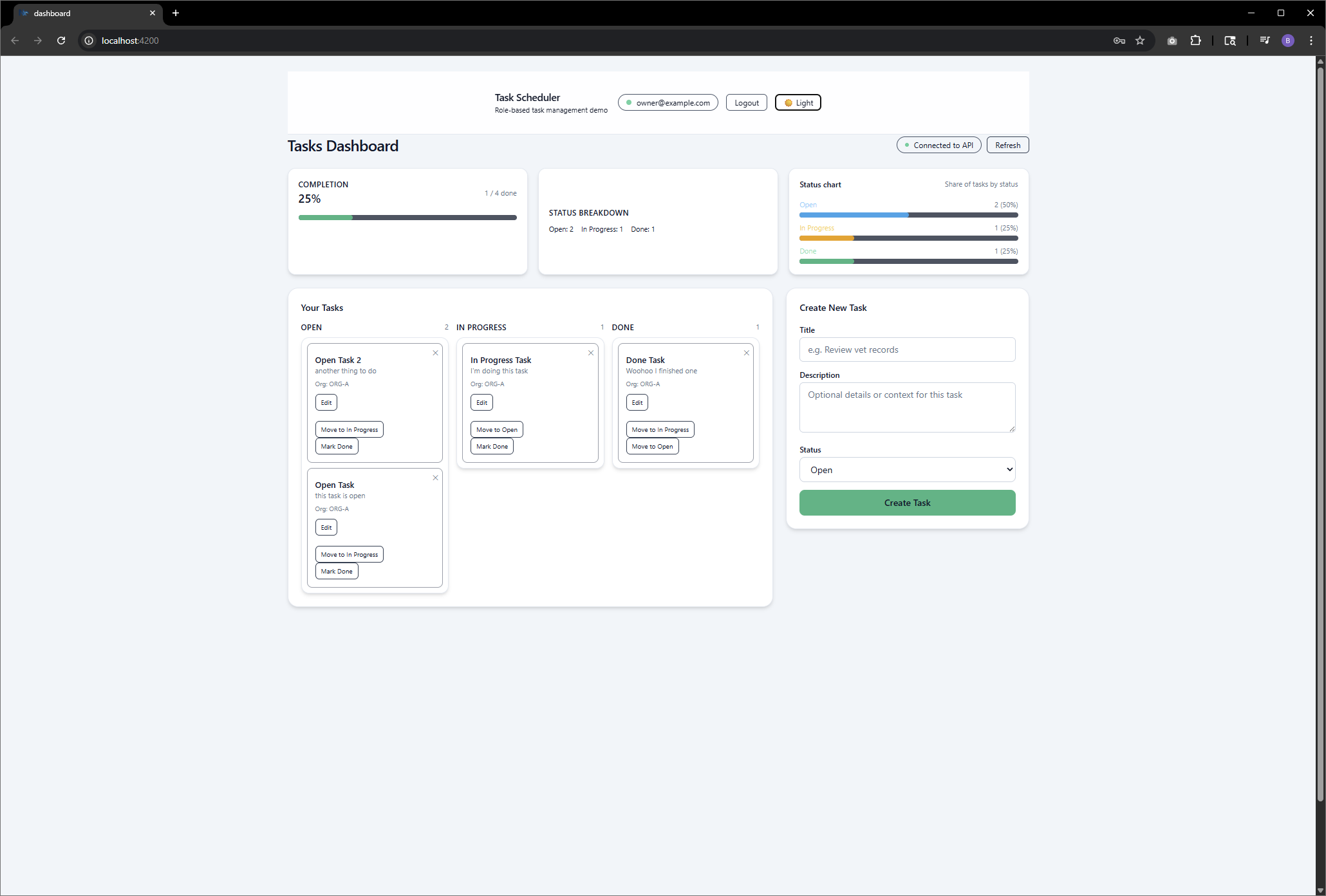 Task scheduler app screenshot
